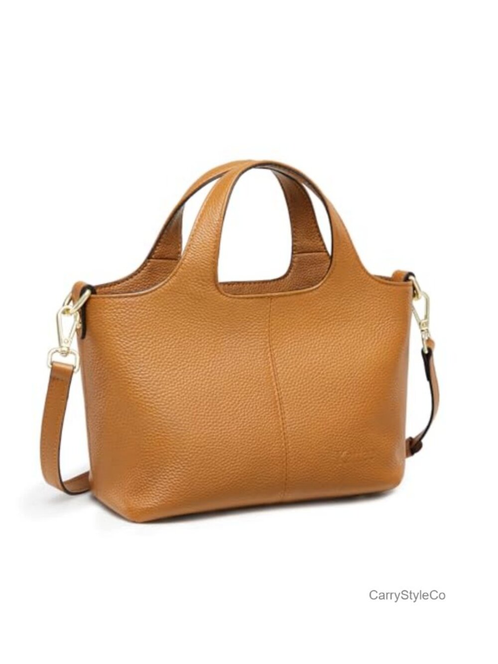 Kattee Top Grain Pebbled Cowhide Leather Satchel Crossbody Bag with Top Handle